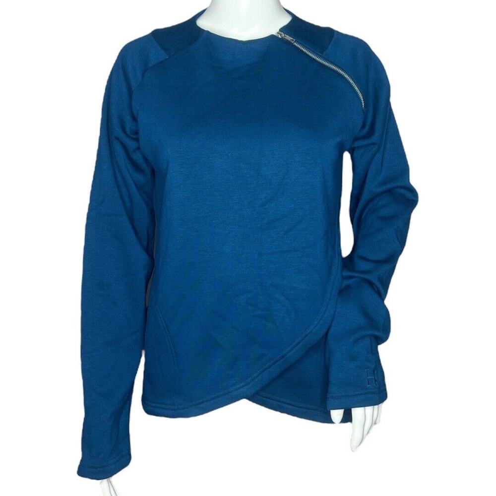 Hadley by SmartPak Blue Asymmetrical Zip Equestrian Sun Shirt Layering Top Small